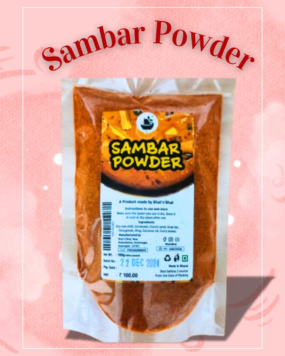 Sambar Powder (Bhat 'n' Bhat) 100 gms