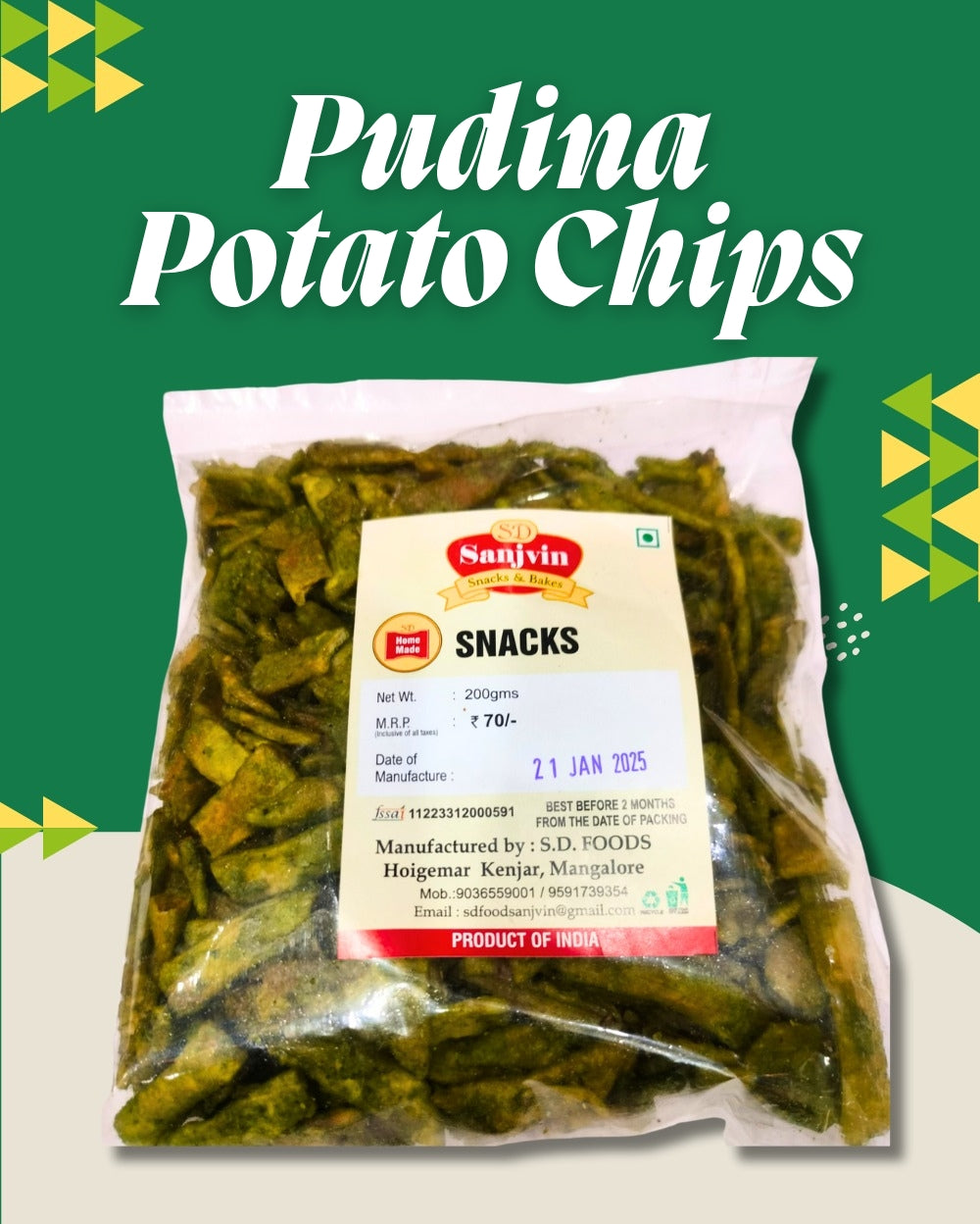 Potato Pudina chips 200 gms