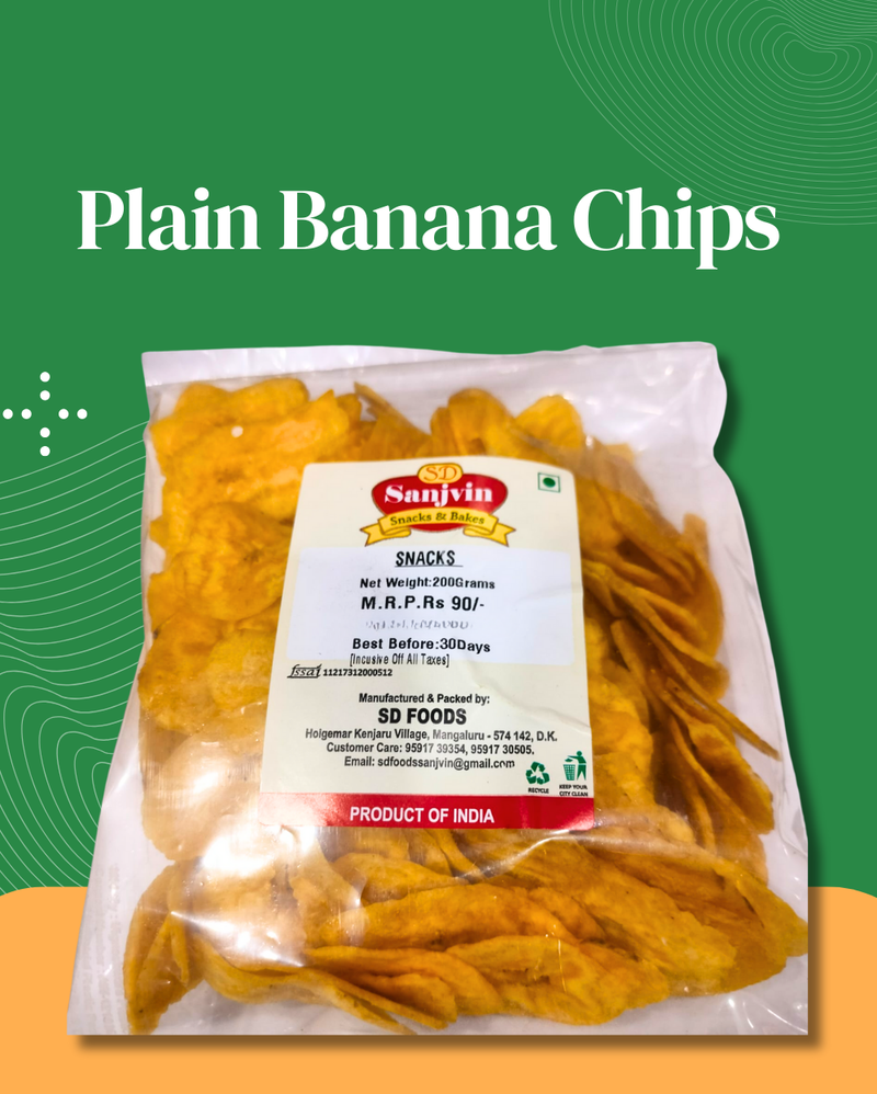 Plain banana chips (Sanjvin Brand) 200 gms